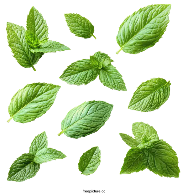 [Transparent Background PNG]Fresh Mint Leaves Display