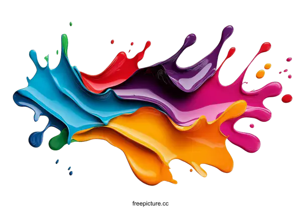 [Transparent Background PNG]Colorful Paint Splashes Abstract Art