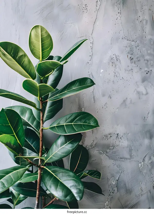 Green Leaves on Concrete Wall