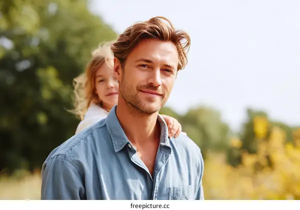 Father and Daughter Outdoors Portrait