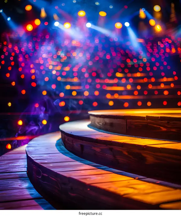 Stage Lighting With Wooden Steps