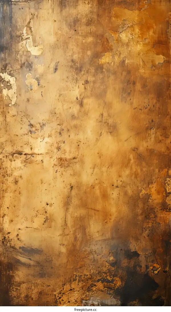 Golden abstract painting with a rough texture