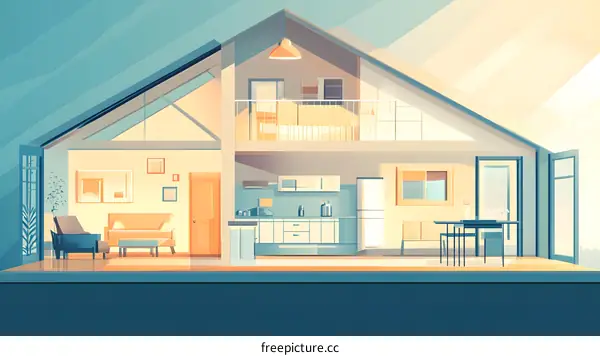 Modern House Interior Design Illustration
