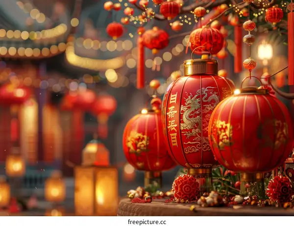 A Joyous Display of Lanterns and Decorations: Celebrating Lunar New Year