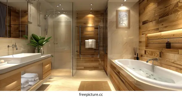 Modern Wooden Bathroom Interior Design