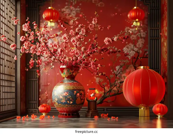 A Still Life with Vase of Flowers and Lantern