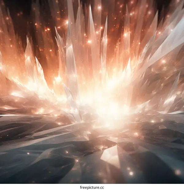 Mystical Crystal Cave with Bright Glowing Light