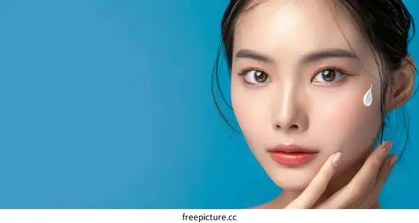 Woman with Skin Care Product on Face