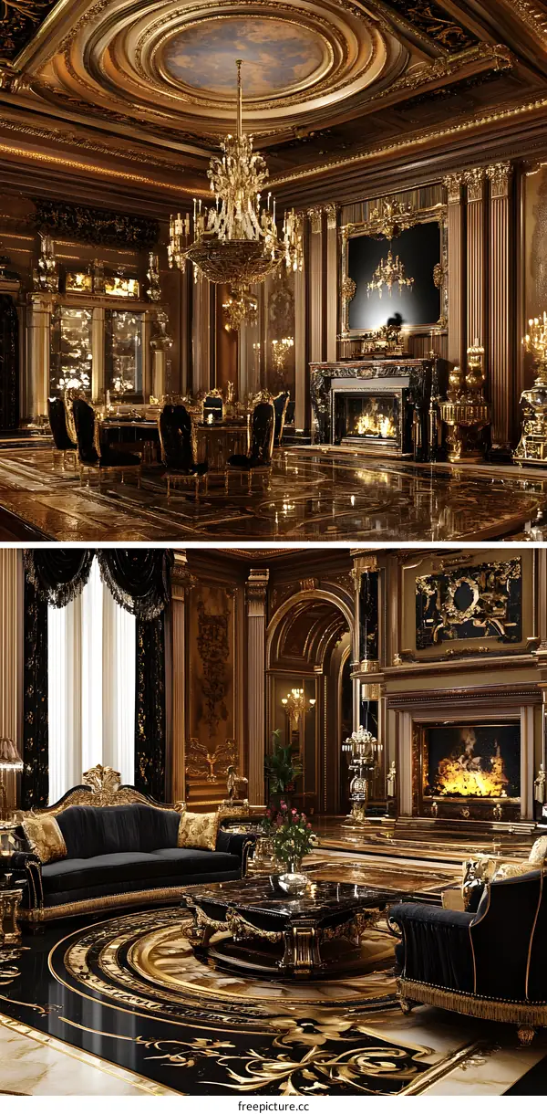 Luxury Interior Design with Black and Gold Decor