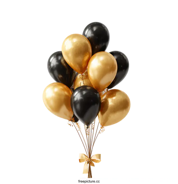 [Transparent Background PNG]Golden and Black Balloons Festive Arrangement