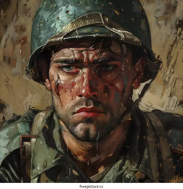 Close Up Portrait of a War Veteran in Military Uniform
