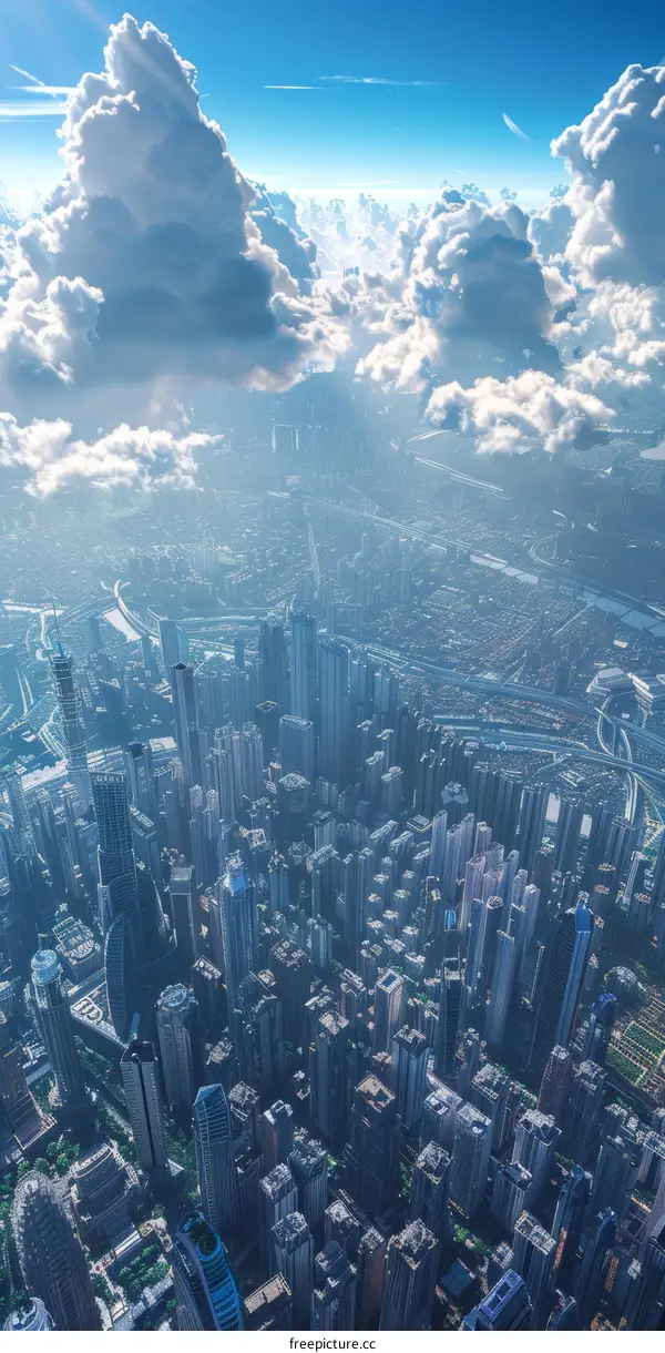 Futuristic Cityscape: An Aerial Perspective