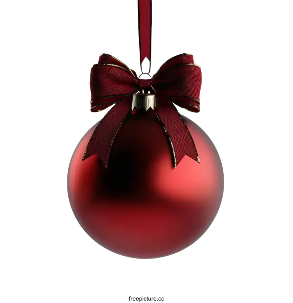 [Transparent Background PNG]Red Christmas Ornament with Bow