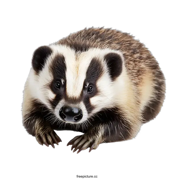 [Transparent Background PNG]Cute Badger Looking at Camera Close Up