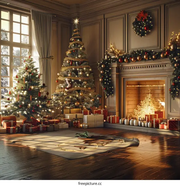 Luxurious Christmas Decorated Living Room