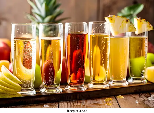 Assortment of Flavored Sparkling Cider Drinks