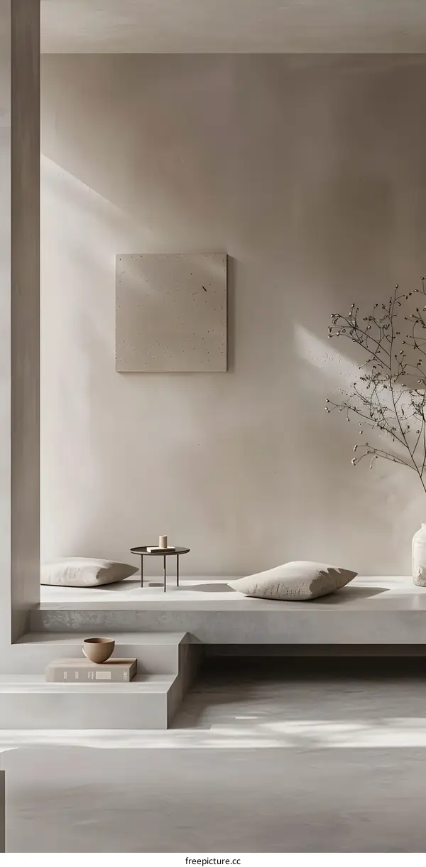 Minimalist Interior Design with Beige Walls and Light