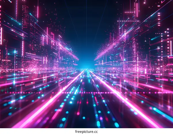 Neon City Lights Abstract Background