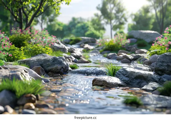 Serene River Scene with Lush Green Banks