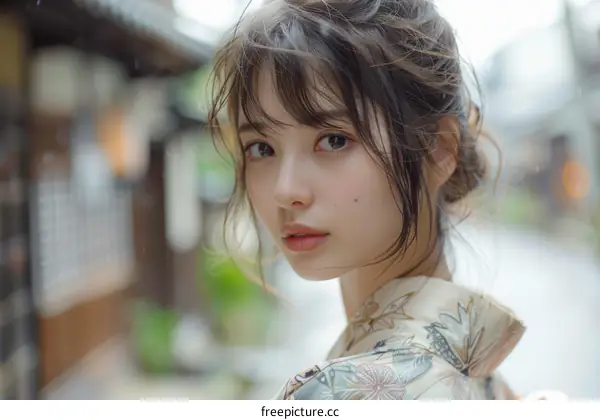 Asian Woman in Traditional Japanese Dress