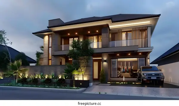 Modern House with a Backyard Garden