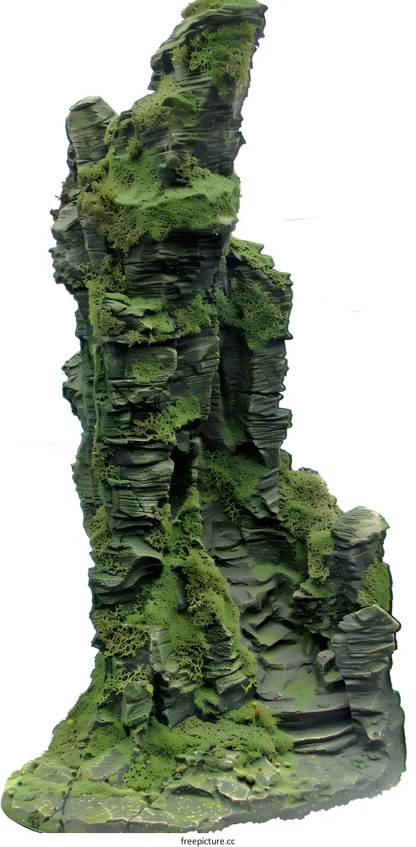 Green Mossy Rock Cliff Formation