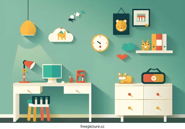 Flat Design Illustration Of Kids Room