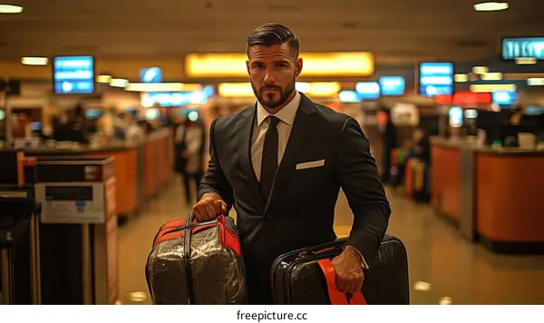 Businessman Traveling Through Airport