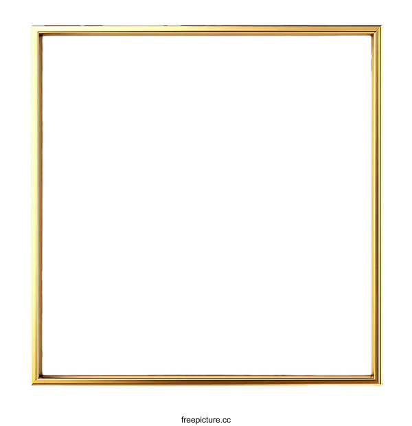 [Transparent Background PNG]Empty Gold Picture Frame Mockup