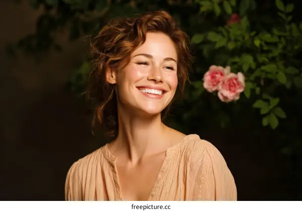 Smiling Woman in a Garden Setting