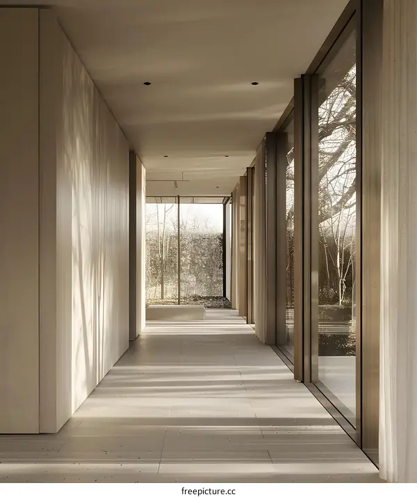 Minimalist Interior Design with Light Streaming in Through Large Windows