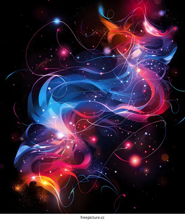 Colorful abstract glowing shapes on black background