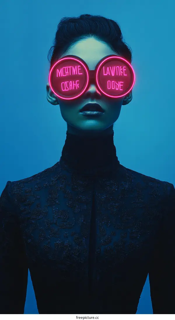 Stylish Woman with Neon Glasses Fashion Portrait