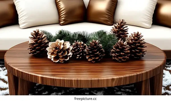 Christmas Decoration on Wooden Coffee Table