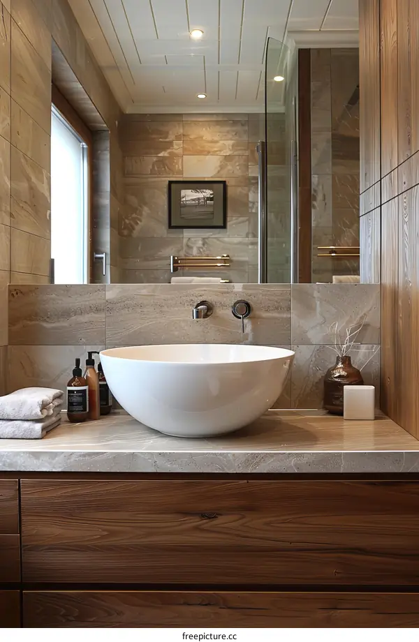 Modern Bathroom Sink with Wooden Vanity