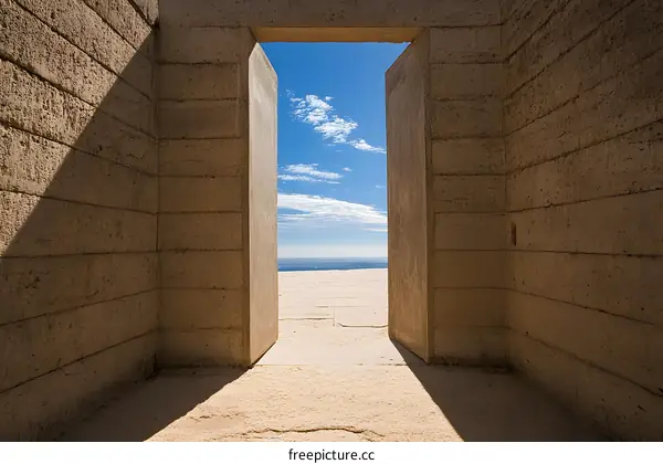 Open Doorway with View of Blue Sky and Ocean