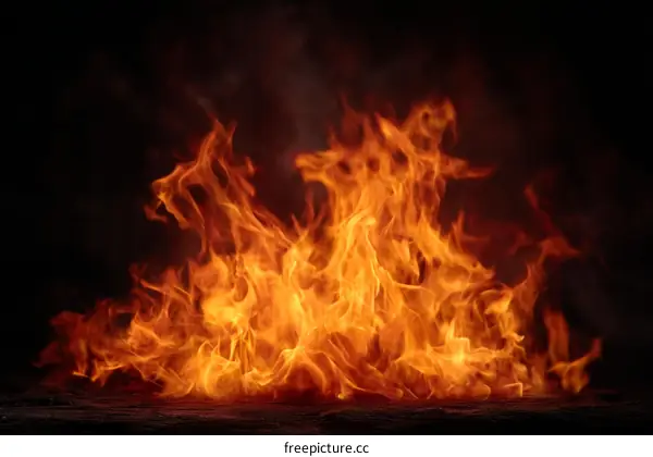 Fiery Flames Against a Dark Background