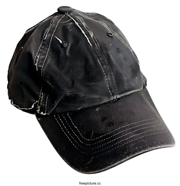 [Transparent Background PNG]Worn Black Baseball Cap Isolated on White Background