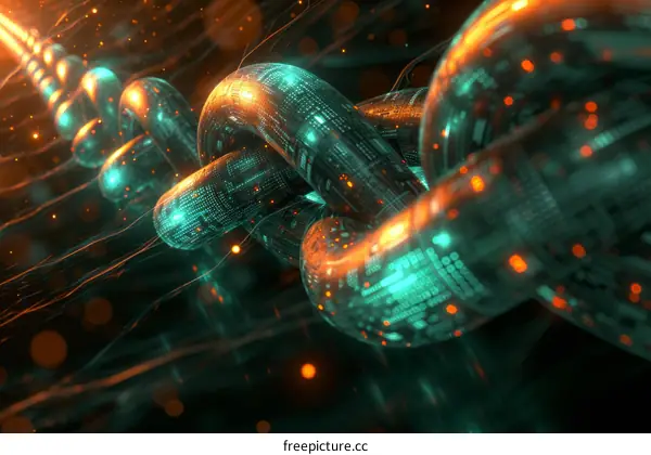 Futuristic illustration of a blockchain