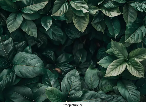 Dark Green Lush Leaves Pattern