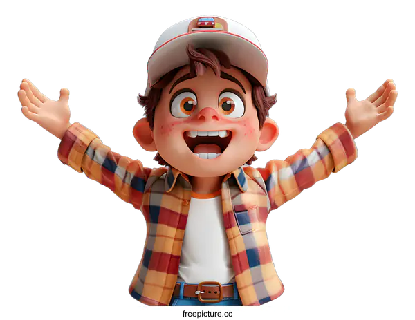 [Transparent Background PNG]Happy Boy with Open Arms