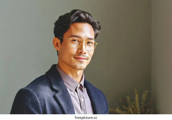 Close-up Portrait of a Confident Asian Man
