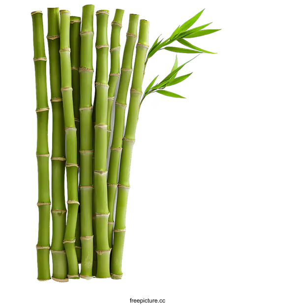 [Transparent Background PNG]Green Bamboo Stalks on White Background