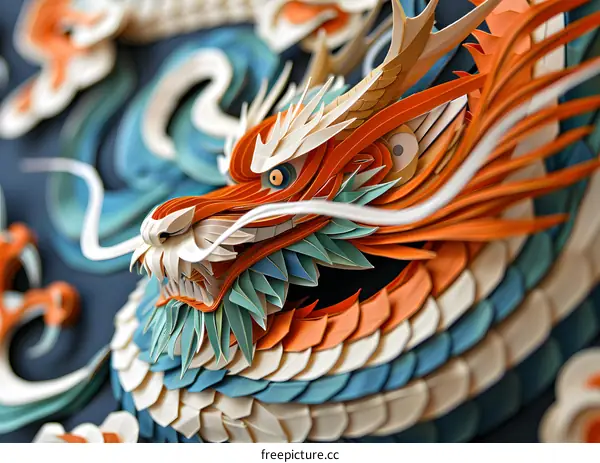 Paper Art Dragon Head Close Up