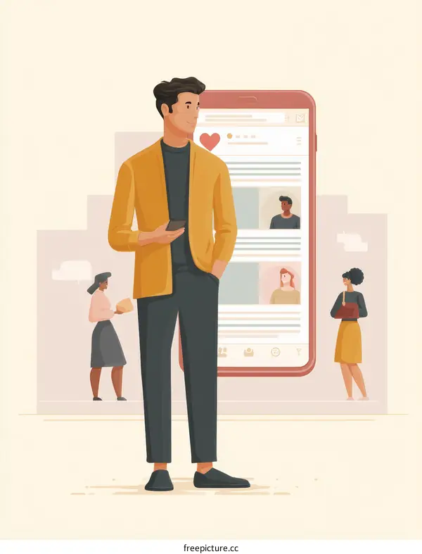 Social Media Illustration with Diverse People