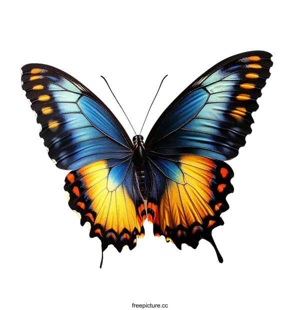 [Transparent Background PNG]Beautiful Colorful Butterfly Isolated on White Background
