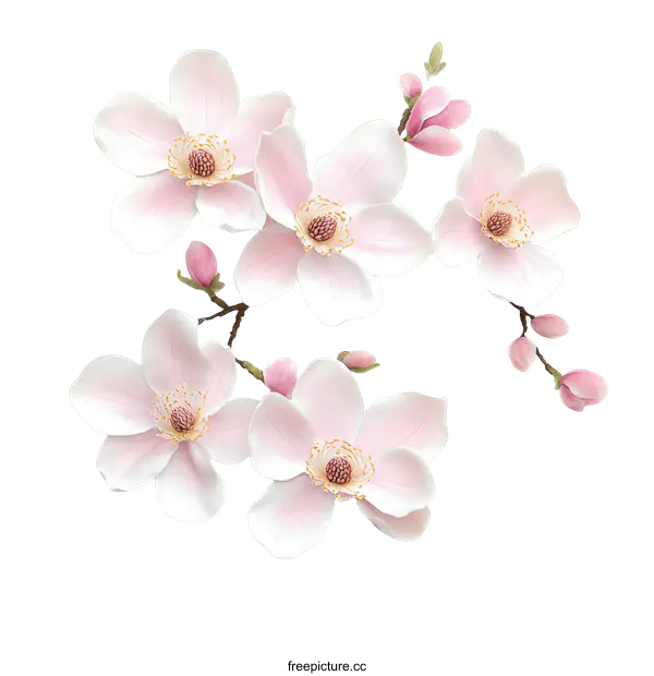 [Transparent Background PNG]Beautiful Magnolia Blossoms Floral Design