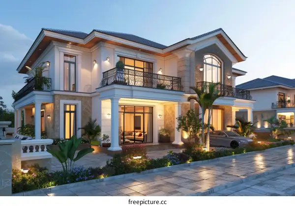 Luxury Mansion Exterior Design Illustration