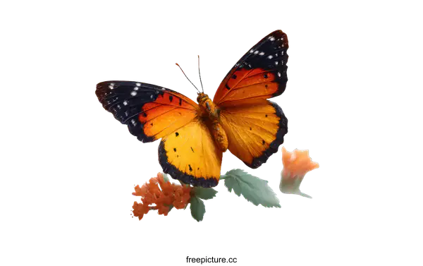 [Transparent Background PNG]Beautiful Butterfly with Orange Wings