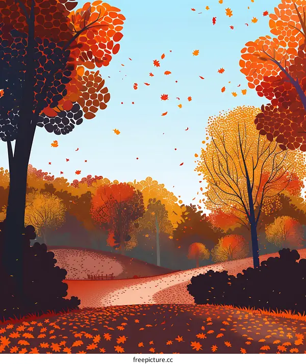 Autumn Forest Landscape Illustration